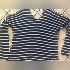 FRAME striped cotton blend knit sweater